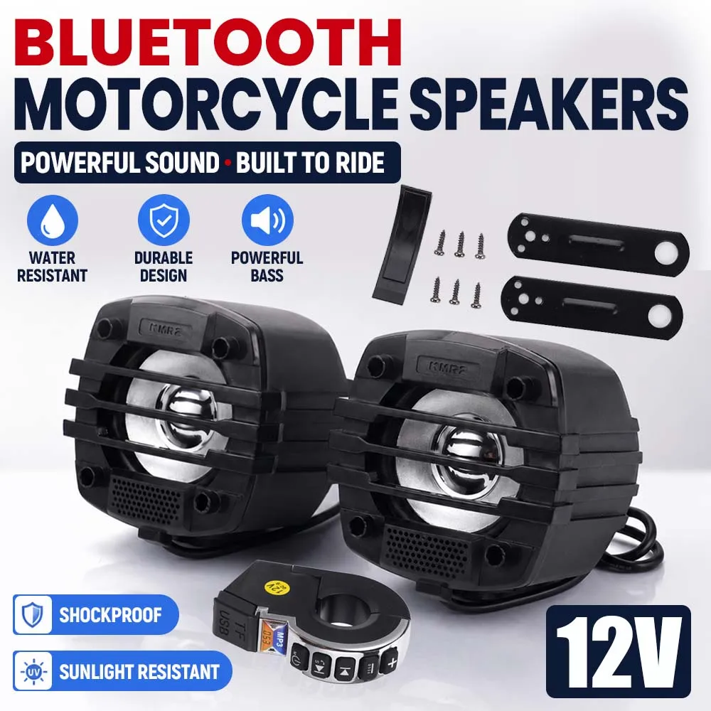 12V Universal Motorcycle Bluetooth Audio With FM/USB/TF Card Function IP66 Waterproof For Electric Vehicle ATV Audio Accessories
