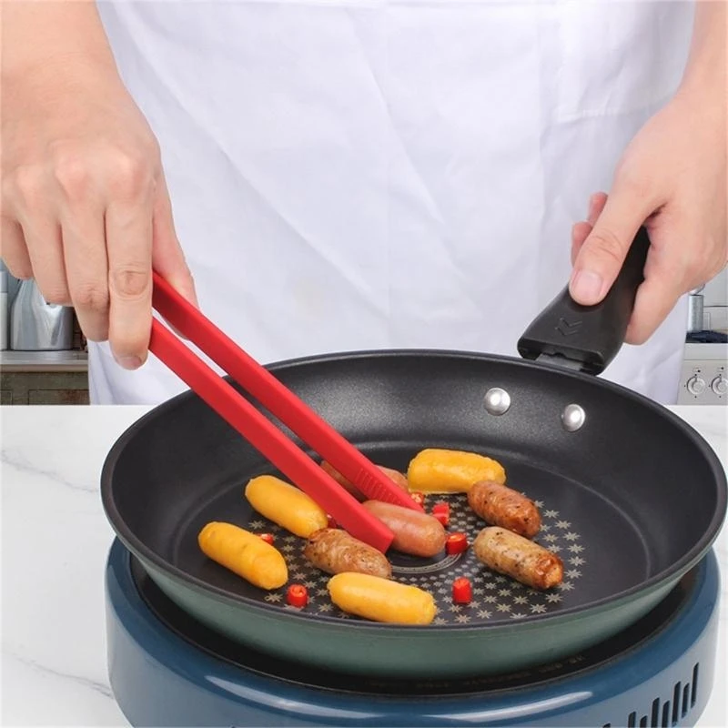 L9be Salad Tong Nonslip Silicone Clamp Clamp Clamp BBQ Salad Tool