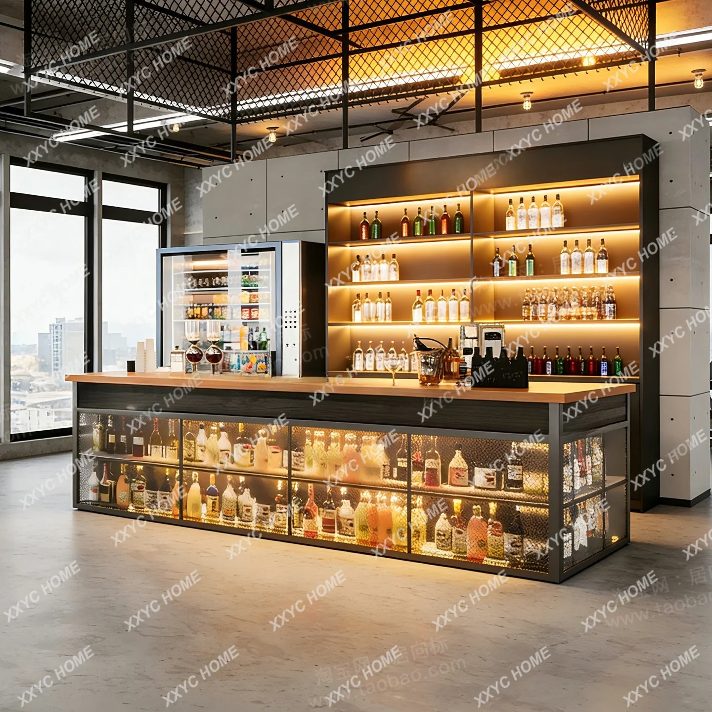 Retro industrial style gym bar checkout page barbecue restaurant billiards hall bar reception table