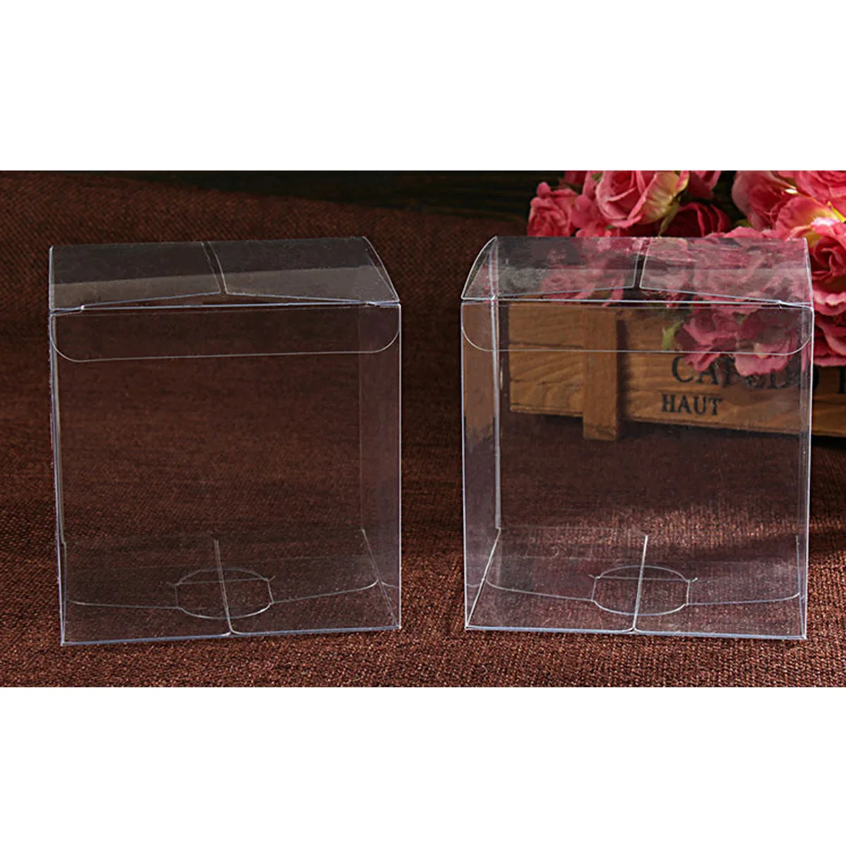 

25pcs 4X4X4Cm Clear Plastic Packaging Boxes Transparent Pvc Storage Box For Candy Jewelry Wedding Party Favor Foldable Gift