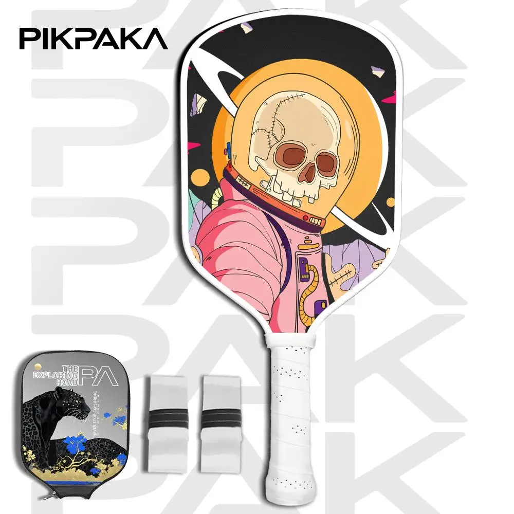 

Cartoon Astronaut Skull Pickleball Paddle T700 Carbon Fiber Unibody Thermoformed 16MM Honeycomb Core with Bag and Grip Tape