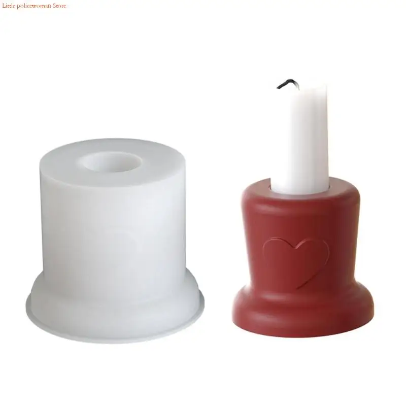 

F92D Artistic Silicone Base Molds Resin Epoxy Molds Round Holder Mold Silicone Texture Candlestick Mould