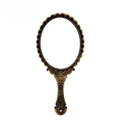 Vintage Carved Handheld Vanity Mirror Makeup Mirror SPA Salon Makeup Vanity Hand Mirror Handle Cosmetic Compact Mirror for Women