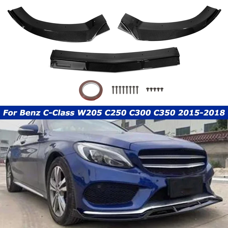 

Car Front Bumper Lip Splitter Spoiler Carbon Fiber Look For Benz W205 C250 C300 C350 Sport 2015-2018 Car Body Kits Auto Parts