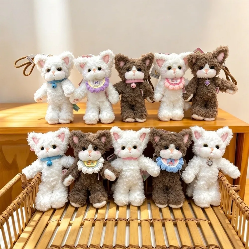 New Soft Cat Keychain Curly German Cat Animal Shape Stuffed Bag Charm Adorable Cartoon Fluffy Ornament