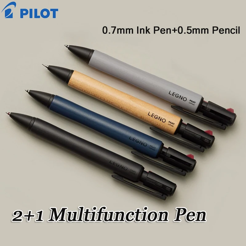 

Pilot Legno wooden Barrel Pen,3-in-1 Multi Pen Black/Red Hybrid Ink Gel Pen+Auto Pencil School Office Supply Japanese Stationery