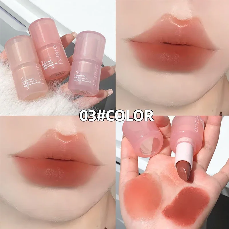 QIBEST ลิปสติกกันน้ํา Red Nude Lip Stain Moisturizing Natural ลิปสติกเม็ดสีสูง Lip Tint แต่งหน้ายาวนานของขวัญ