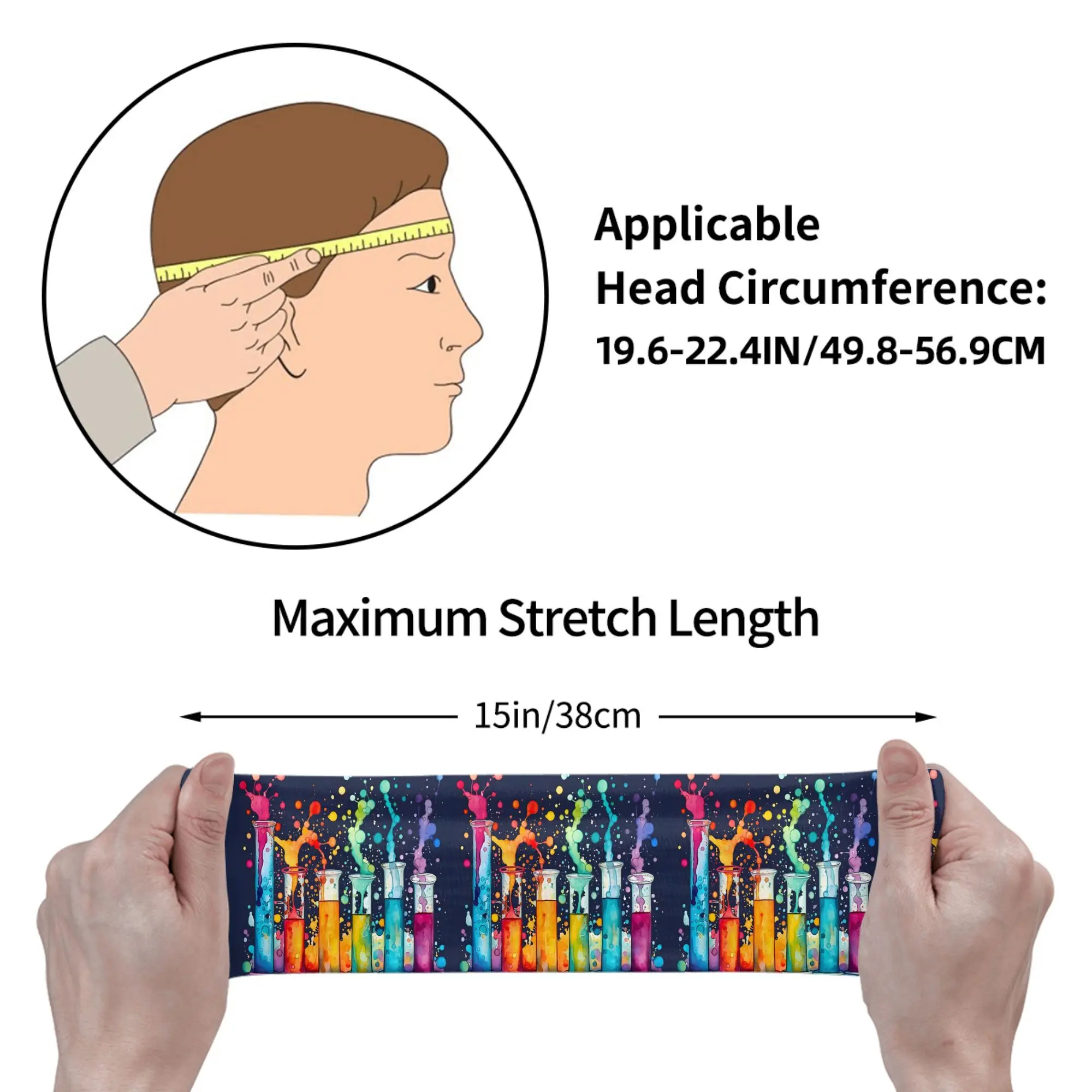A Distinctive Outdoor Sports Headband Featuring a Watercolor Science Chemistry Test Tube Design Ideal for Hiking Gym Workouts