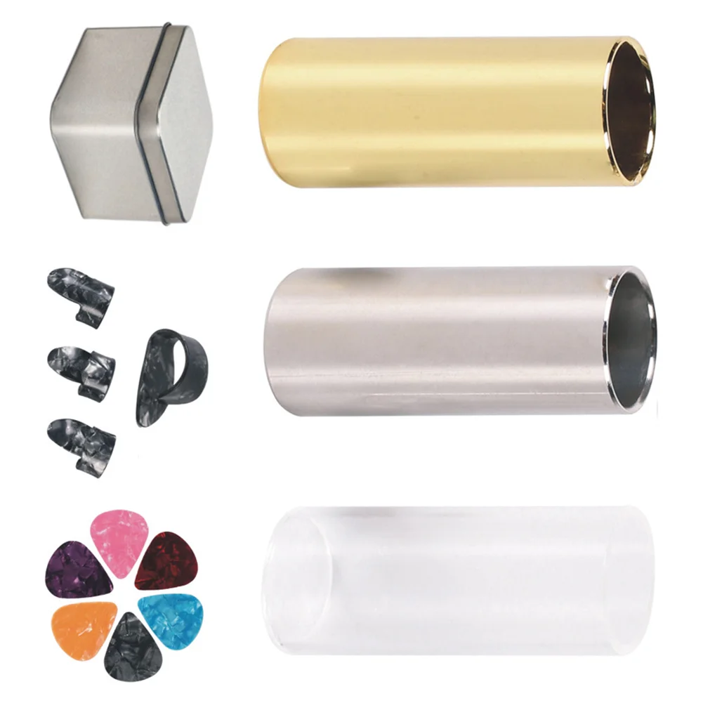 Complete Set of Guitar Slides for One for acrylic Glass Option Plus Two Stainless Steel Choices to Enhance Your Performance