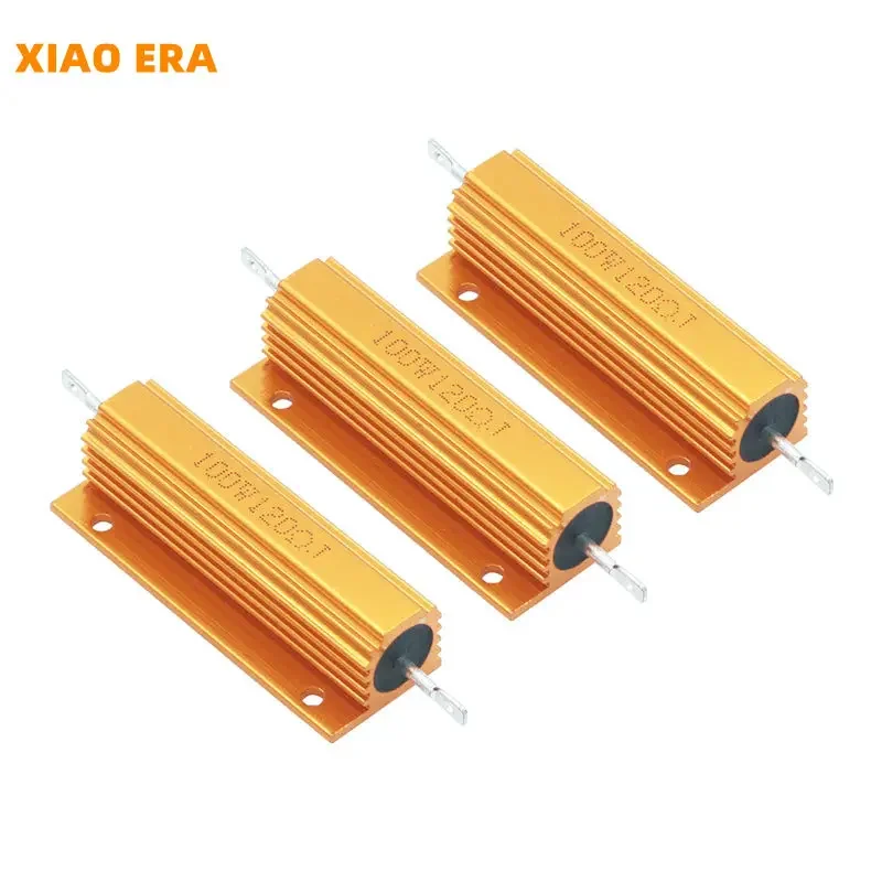 RX24-100W Gold Aluminum Shell Resistor 0.1R/0.2/0.5/0.68/1R/2R//5R/10R/100R/330R/800R Ohm 1-100K 1K 10K 100K