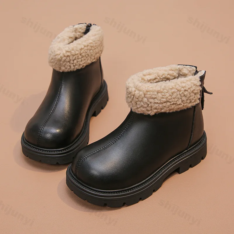 Botas de invierno para niños, botines con plataforma, cómodos y versátiles, botas cortas de algodón a la moda, botines antideslizantes para niños y niñas, novedad de 2025