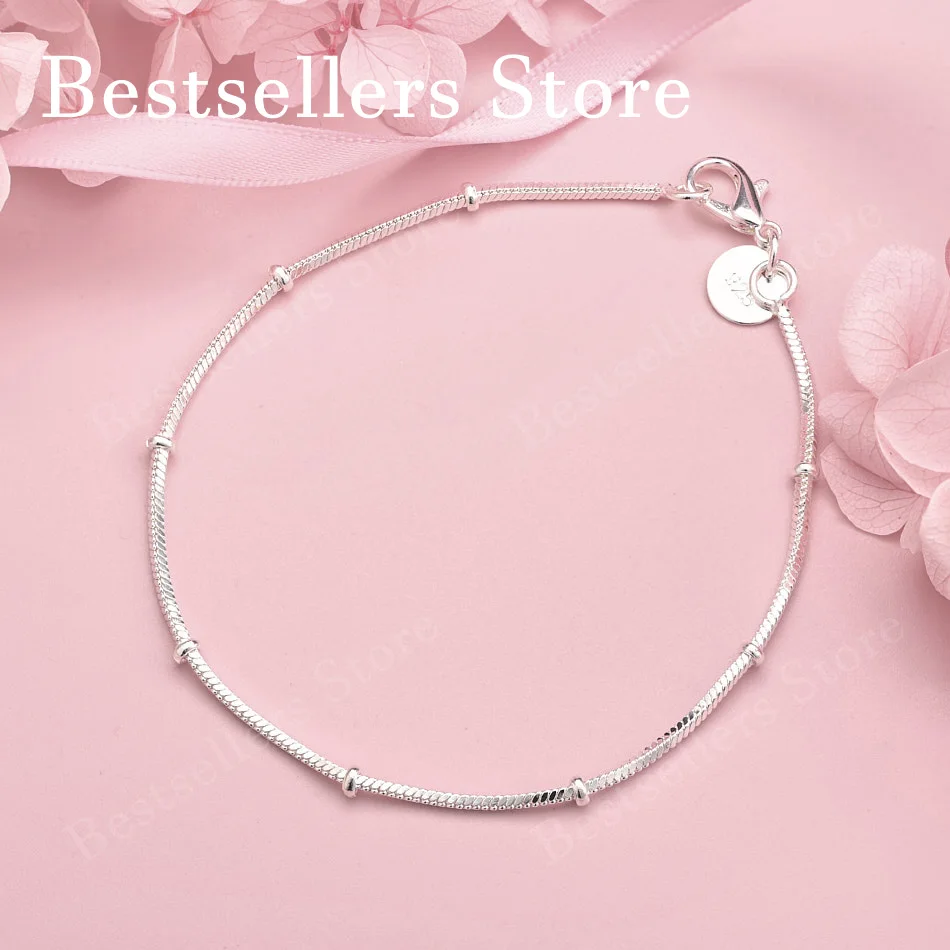 

925 sterling silver 8-inch minimalist chain bracelet for women's fashion wedding party jewelry accessories