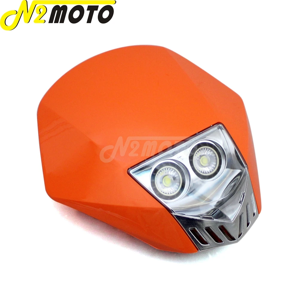 Motocross White LED Dirt Bike Enduro Headlight MX Racing Front Lamp Light Mask For KTM EXC SX-F XC-W FE TE SX 125 350 450 85 250