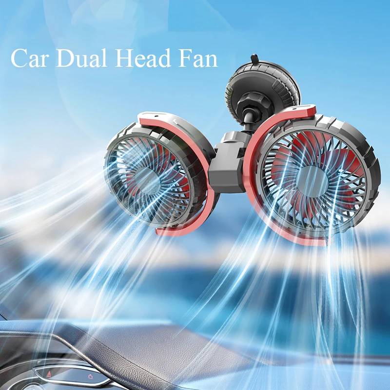 Hipacool Double-head High Wind Power Fan Car Cooling Fan 360° Adjustable Car Accessories 5V/12V.24V Suitable for All Car Models