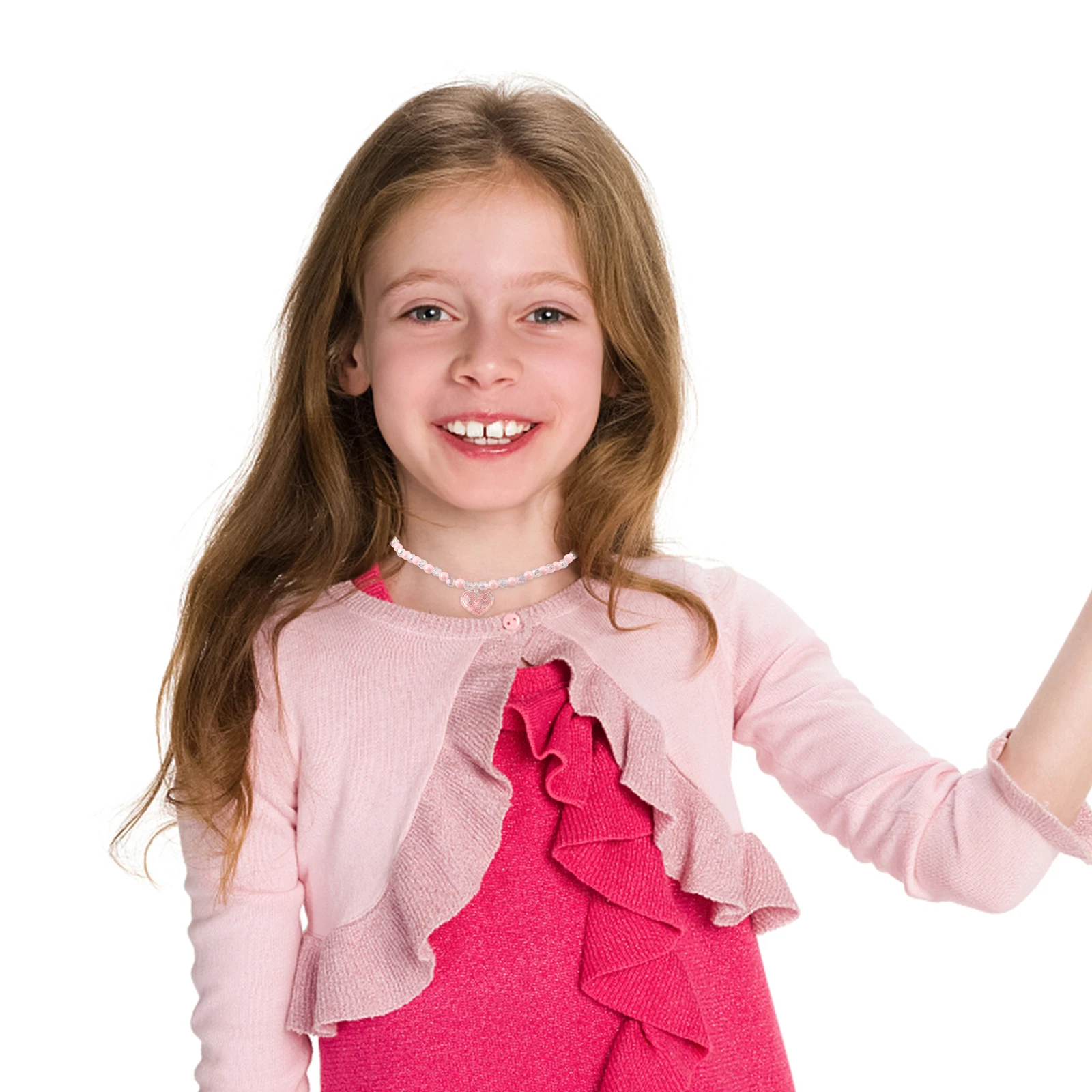 

1 set 1 Set Set Heart Charm Necklace Bracelet For 2-4 Years Play Little Jewelry Sets Childrens Jewelry