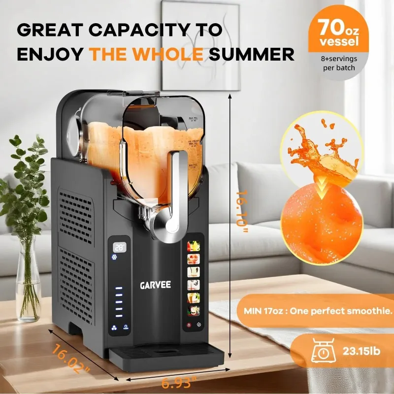 Slushie Machine For Home, 88oz Large Capacity Frozen Drink Maker with LED Display, 6 Preset Programs, No Ice Needed