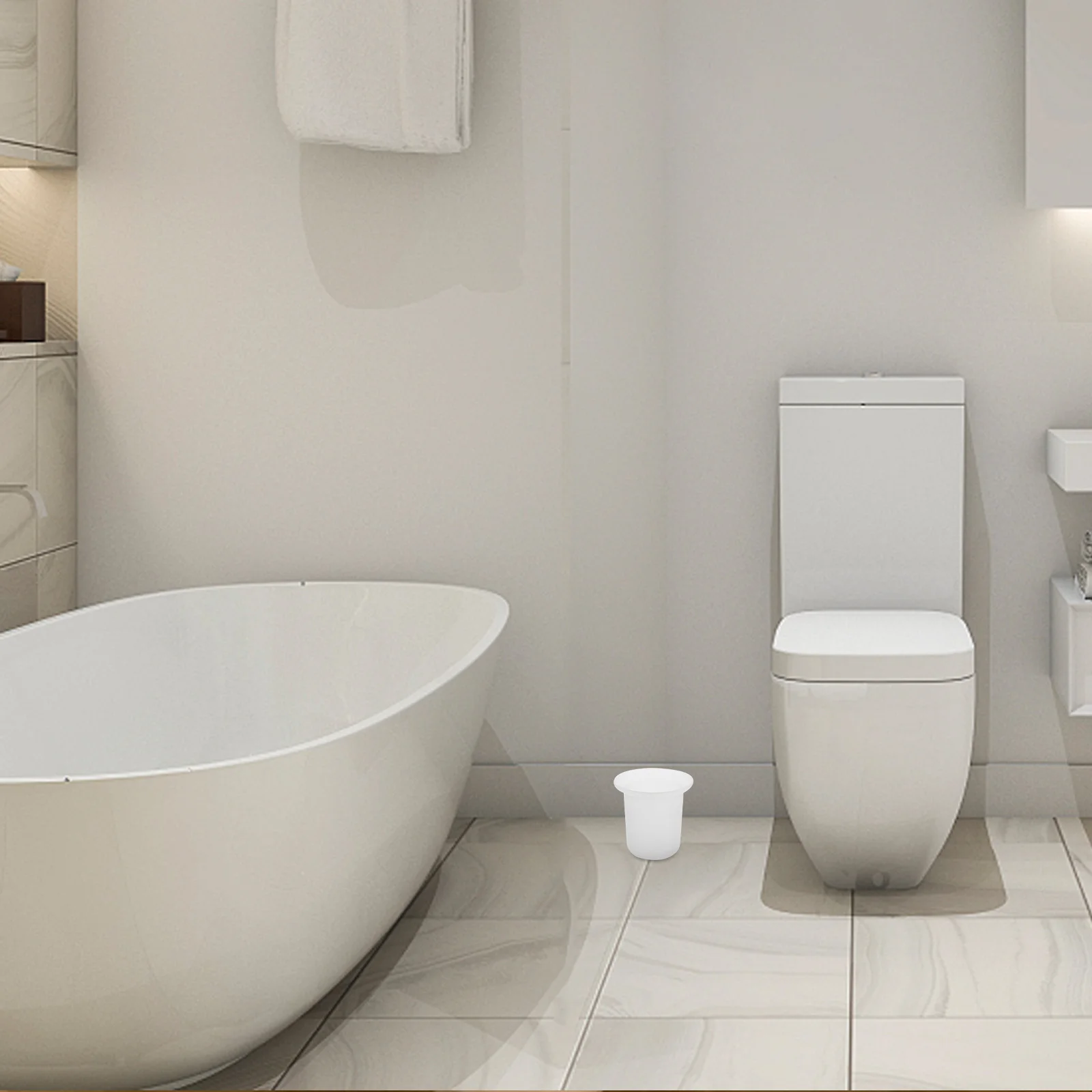 

2Pcs Toilet Bowl Brush Holder Set Glass Brush Cup and Stand Modern Minimalist Bathroom Accessories Non-Slip Base for Household