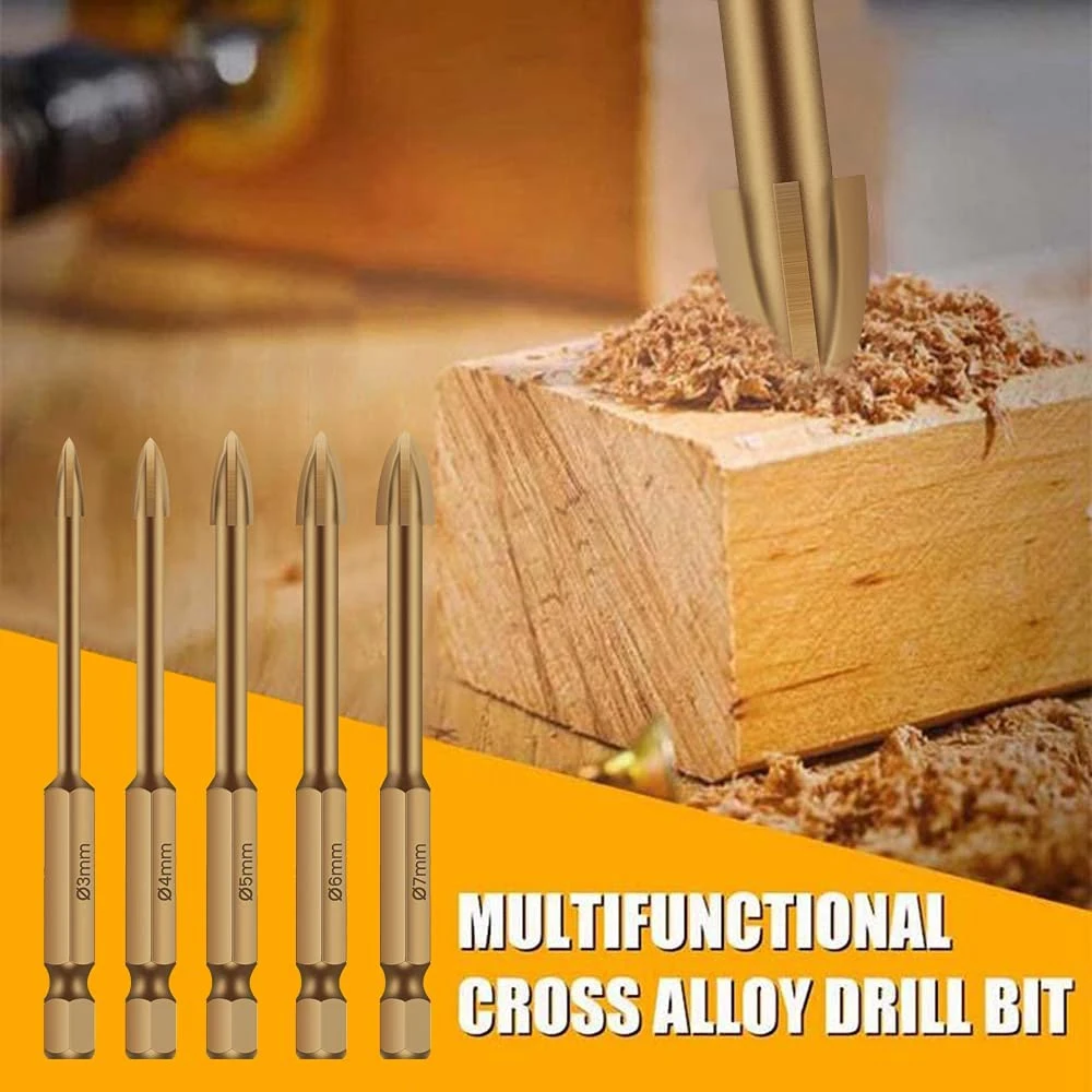 

Classy-Universal Drilling Tool 5PCS,Concrete Drill Bit&Masonry Drill Bit Set Multifunctional Cross Alloy Drill Bit