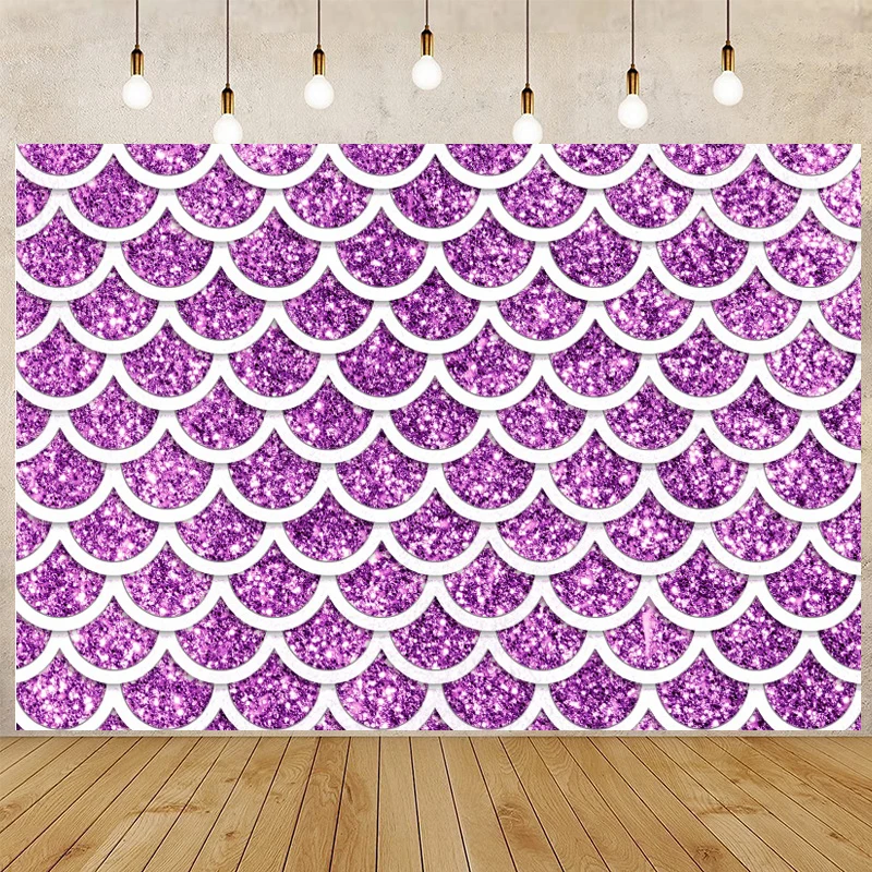 Glitter Gold Sequins Fish Scales Little Mermaid Princess Backdrop Photography Prom Girl Sweet 15 16Th Birthday Photo Backgrounds