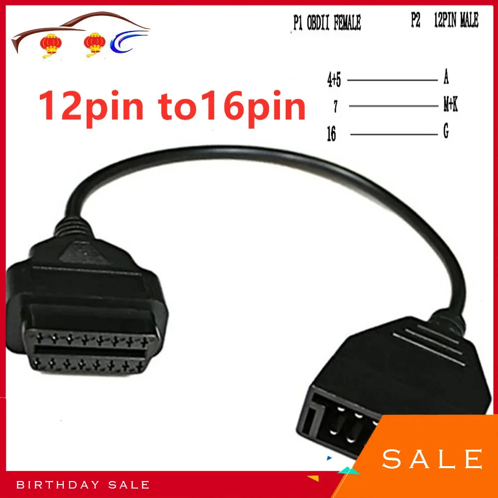 2024 Convertor Adapter Cable Diagnostic Scanner OBD 12 Pin OBD1 to 16 Pin OBD2 Convertor Adapter Cable Diagnostic Scanneer