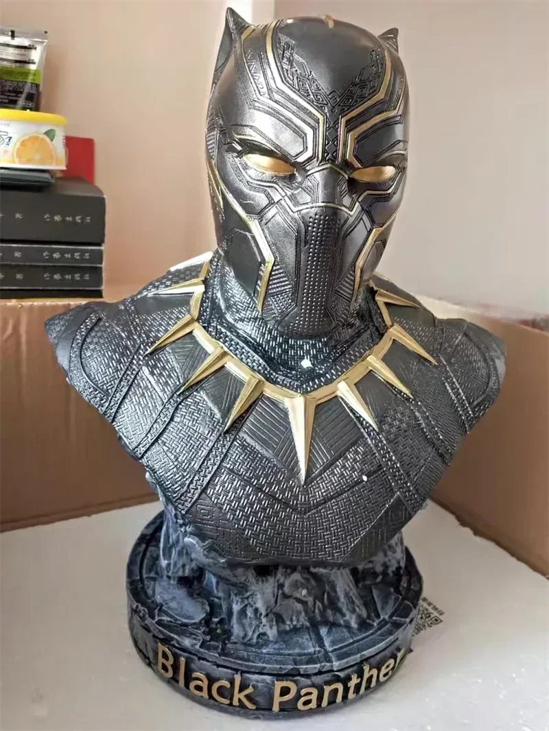 Marvel Avengers Black Panther Gold Edge Bust Resin Statue Anime Peripheral Model Living Room Ornament Collection Kids Toy Gift