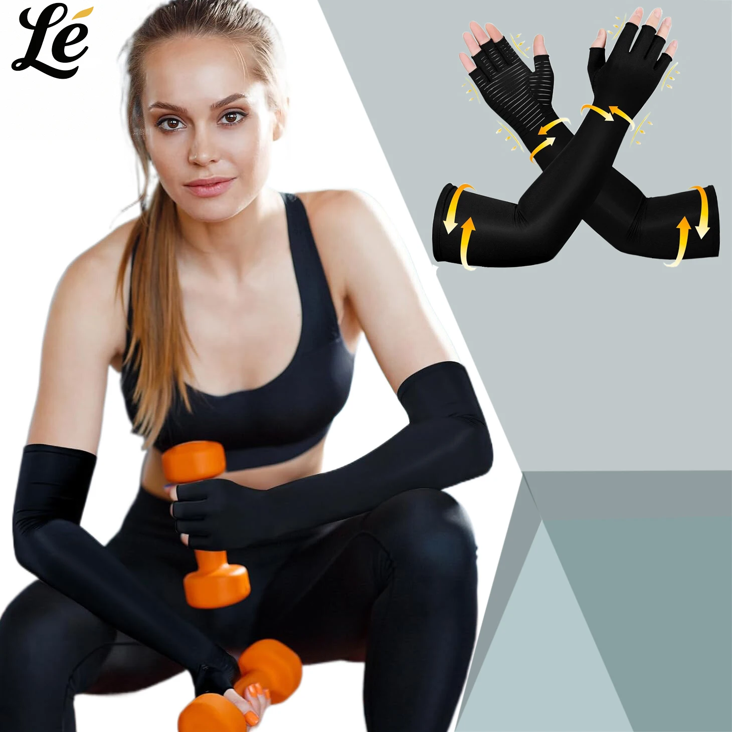 

1 Pair Long Squeeze Gloves without Fingers Graded Full Arm Pressure Hand Support Suitable for Outdoor Sports Long Gloves