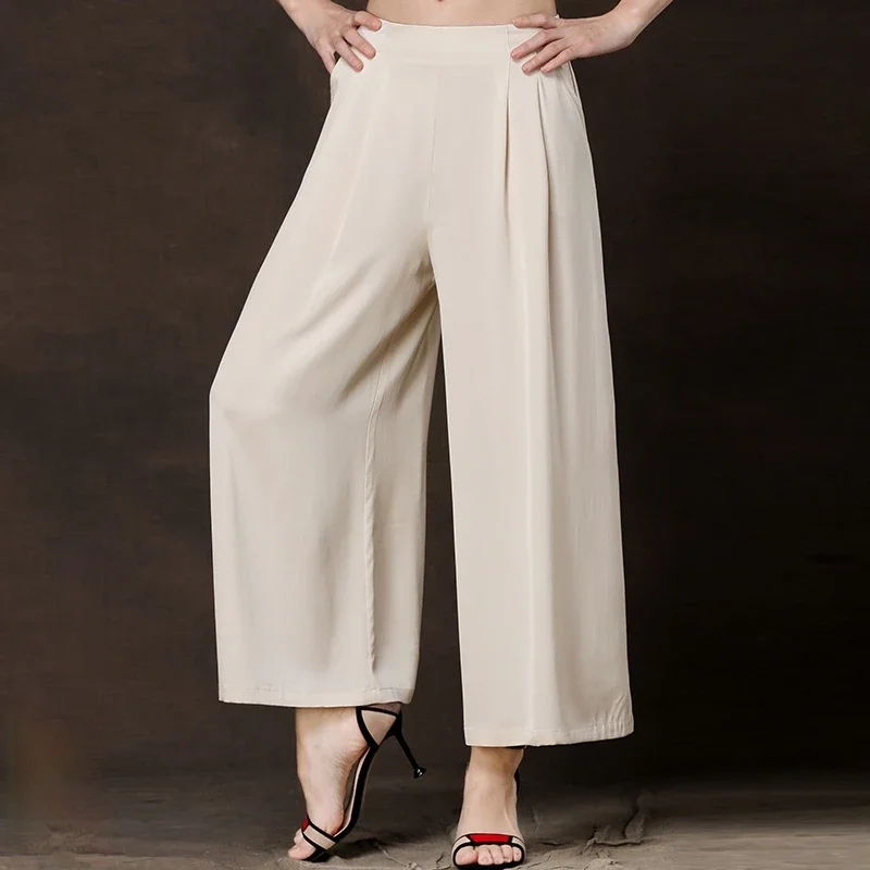 

High Quality Silk Trousers Wide Leg Pants Women Black Oversized Pants Female Clothes 4xl 2024 Pantalones De Mujer Pph4160