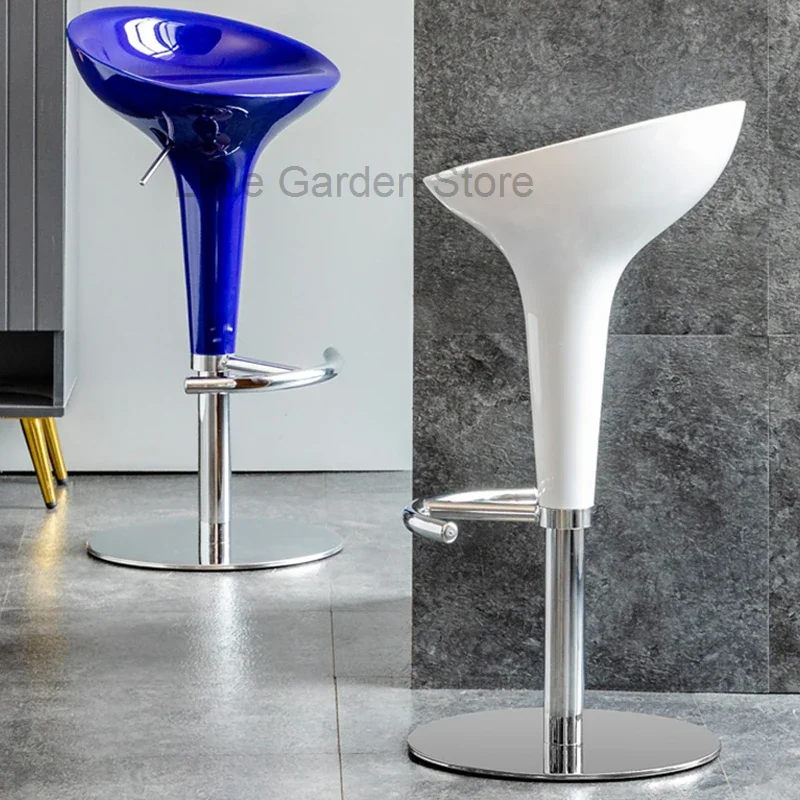 

Barber Reception Bar Stools High Counter Stainless Steel Living Room Bar Stool Swivel Round Side Sgabelli Isola Cucina Furniture