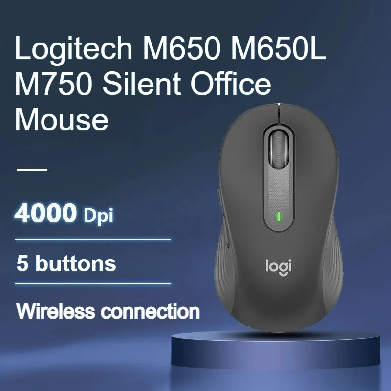 لوجيتك M650/M650L/M750 ماوس لاسلكي صامت مريح مع تمرير سلس لتوصيل الكمبيوتر المحمول والتشغيل باللون الأسود #1