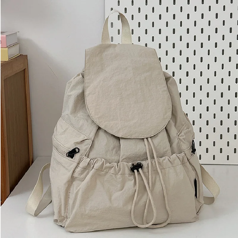New Niche Lightweight Nylon Backpack Girls Casual Fashionable Drawstring Travel Large-capacity Backpack