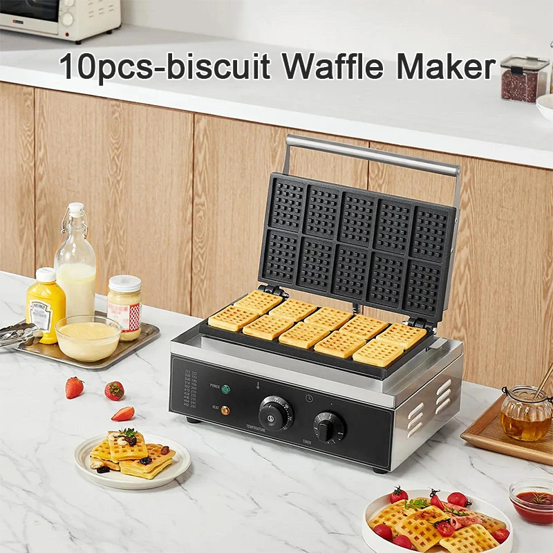 Rectangle Waffle Maker with Electric Heating Temperature Control & Non-Stick Coating