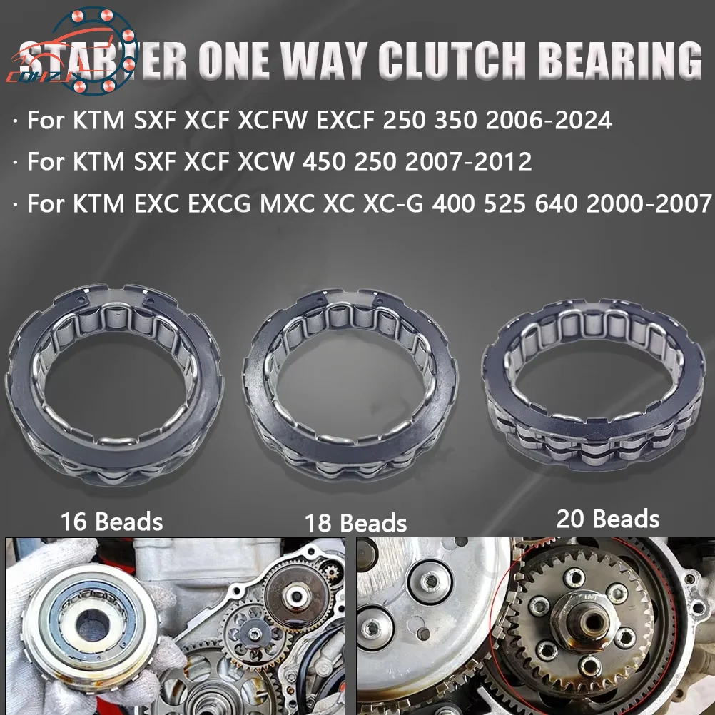 

Motorcycle 16 18 20 Beads One Way Starter Overrunning Clutch Bearing Freewheel For KTM SXF XCF XCFW EXCF EXC XC NC250 2000-2024