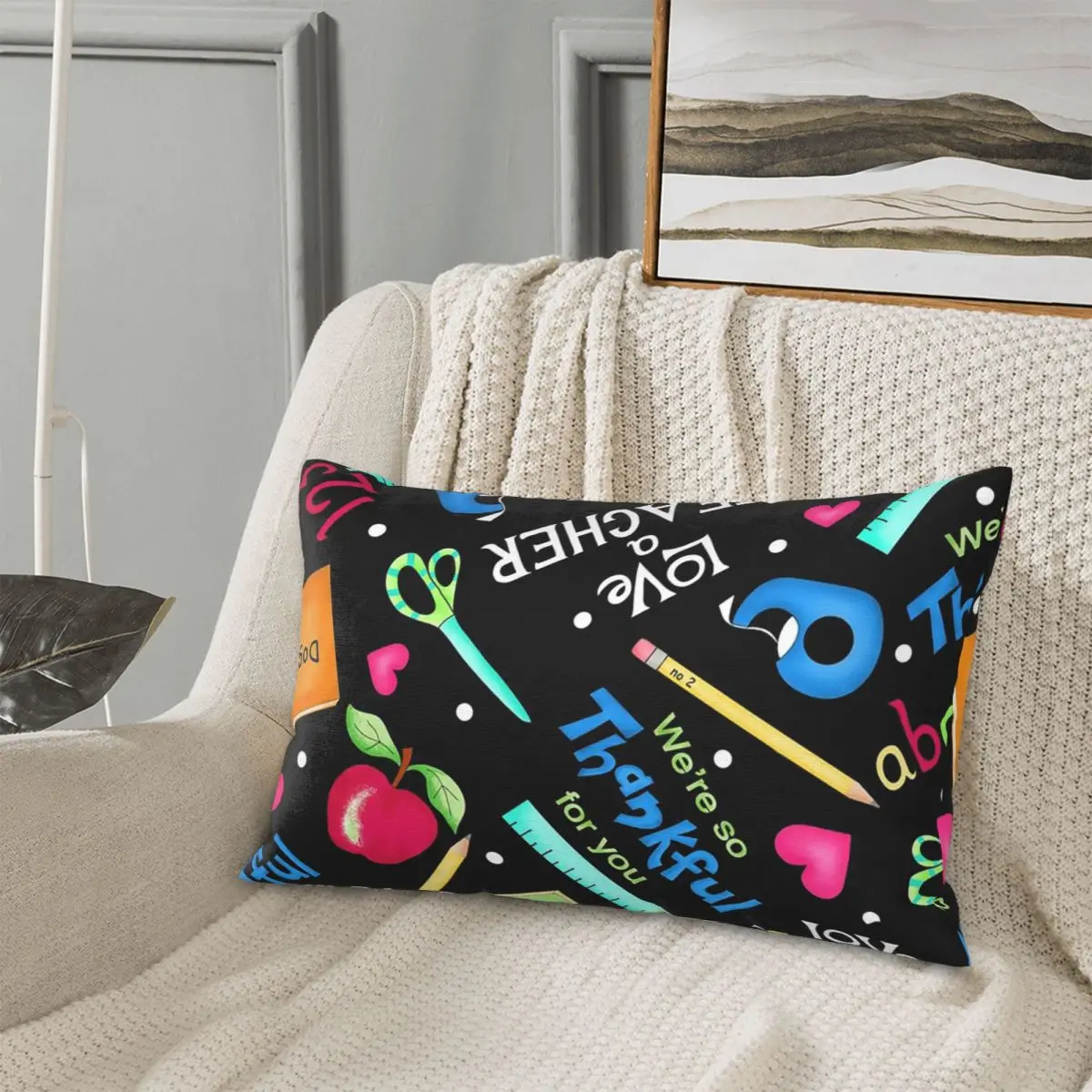 

Love A Teacher Word Art And Art Images Black Rectangle Pillowcase Cushion Cover Decorative Bedroom Bed Home Comfort Throw Pillow