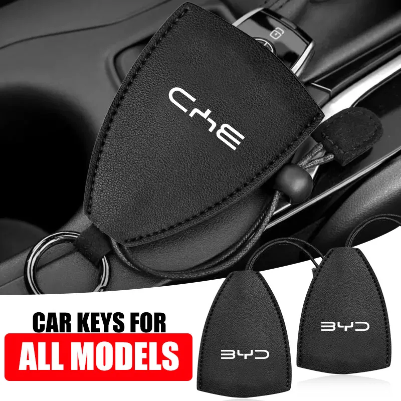 Leather Car Key Cover Case Auto Key Bag Shell Keychain Car Accessories For BYD F3 I3 F0 F6 S6 S8 E5 E6 G3 G6 L3 S7 M6 Tang ﻿