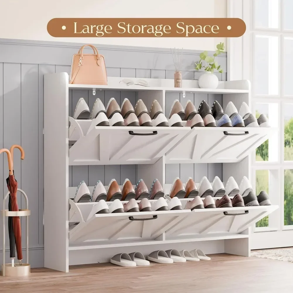 

Shoe Organizer with Wood Legs for Entryway,Living Room Shoe Storage Cabinet with Drawers, Freestanding Shoe Cabinet