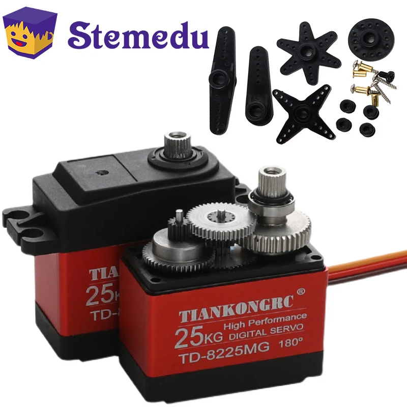 TD-8225MG de alto par, 25KG, resistente al agua, 180, 270, 360, servomotor Digital de engranaje de Metal para coches de control remoto 1/8, 1/10, 1/12, Baja, brazo robótico