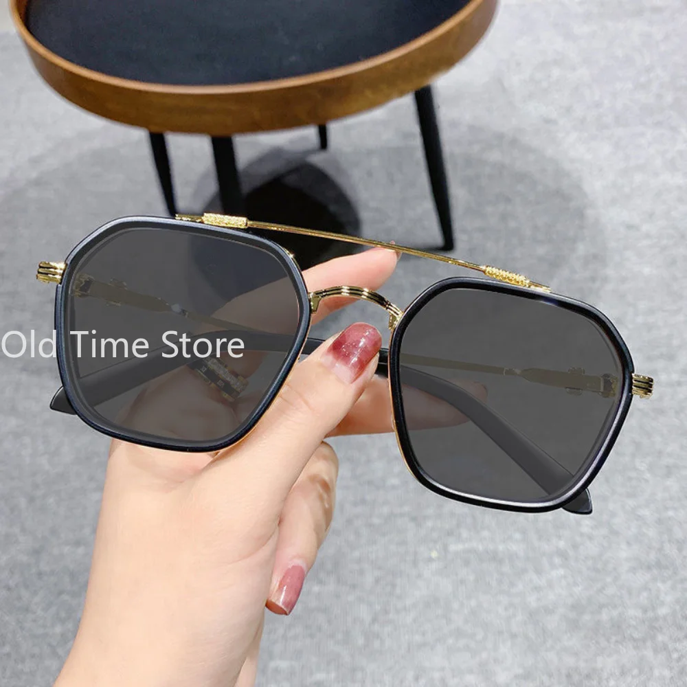 New Fashion Men Sunglasses Oversized Frame Women Anti-blue Light Transparent Glasses UV400 Eyewear Flat Mirror Eyeglass