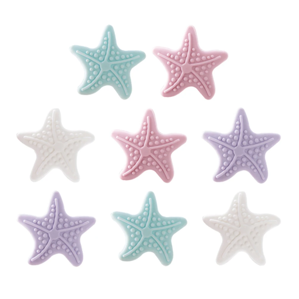 8 قطعة منصات صامتة شكل نجمة مضيئة مقبض الباب جدار حماة لا لكمة التصاق قوي وسادة مريحة منصات الاصطدام الأرجواني الوردي #1