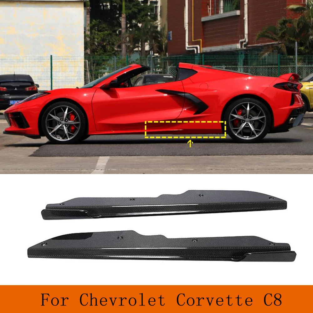 Side Bumper Side Skirts For Chevrolet Corvette C8 Stingray 2020-2022 Real Carbon Scratch Side Winglets Splitters Extension