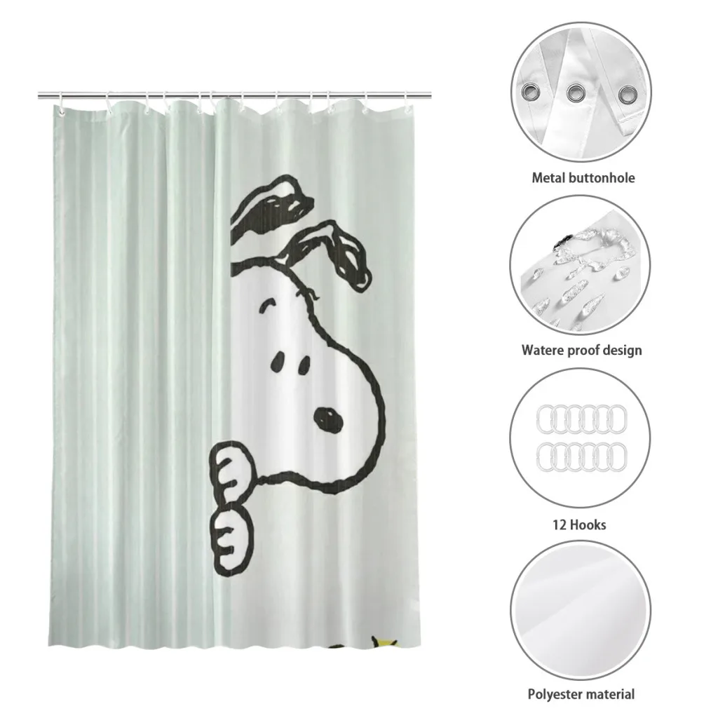 Snoopy Shower Curtain for Bathroom Aesthetic Room Decoration