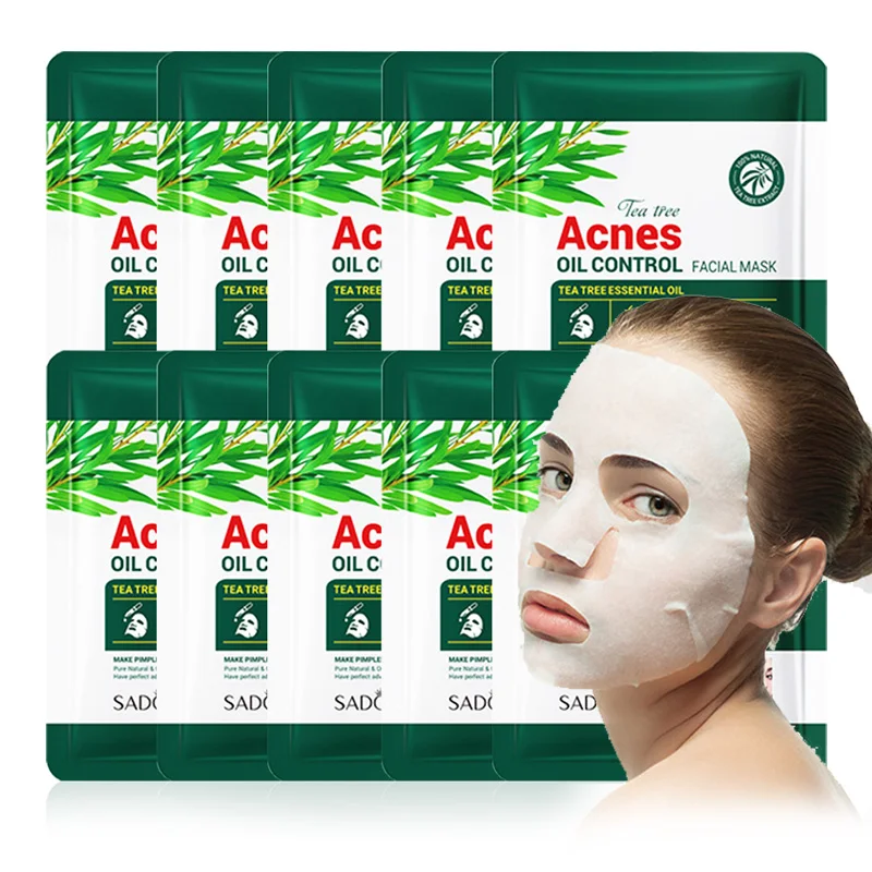 

5/10/20pcs SADOER Tea Tree Acne Face Mask Moisturizing Oil Control Whitening Anti Wrinkle Acne Facial Sheet Masks Skin Care