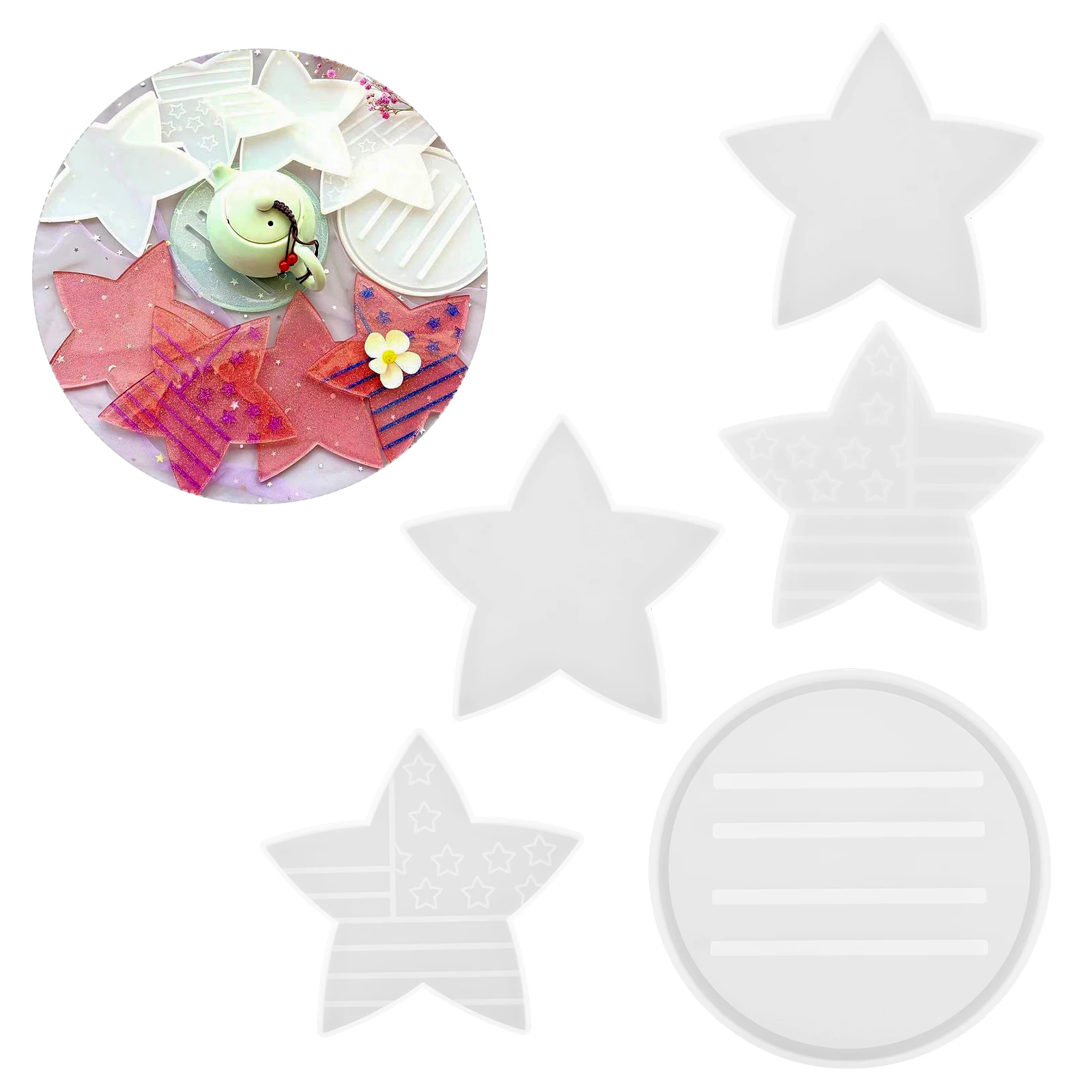 

5Pcs Star Coaster Molds Silicone DIY Resin Epoxy Moulds Home Decor Cup Mat Molds Jewelry Diy Resin Epoxy Moulds Accessories