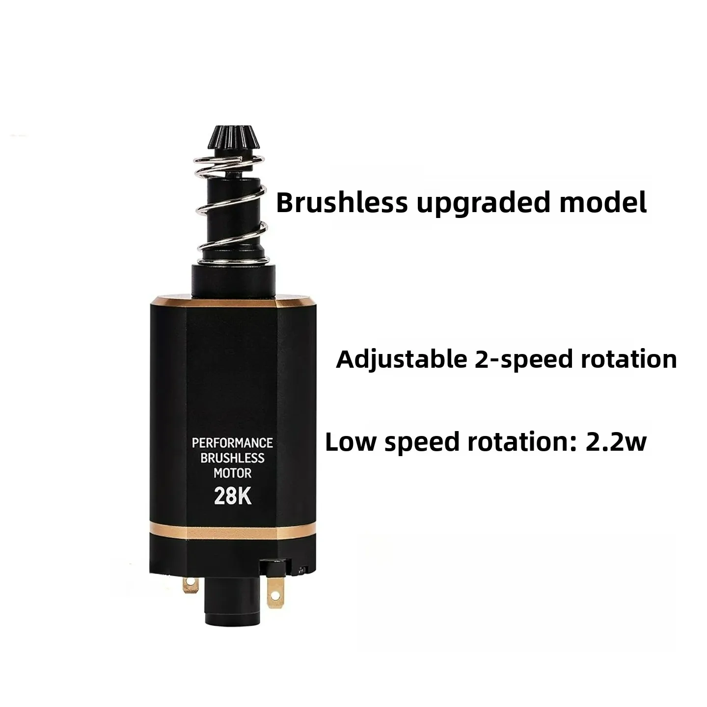 The color of the motor body is random，The entry-level upgraded motor can adjust the speed of 2 gears 2.8W, 3.1W, 3.6W, 4W.