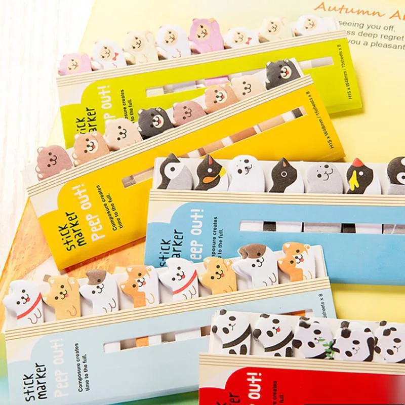 Cartoon Animal Memo Pads Lovely Panda Rabbit Dog Sticky Notes Student Stationery Reading Book Index Tab School Office Supplies