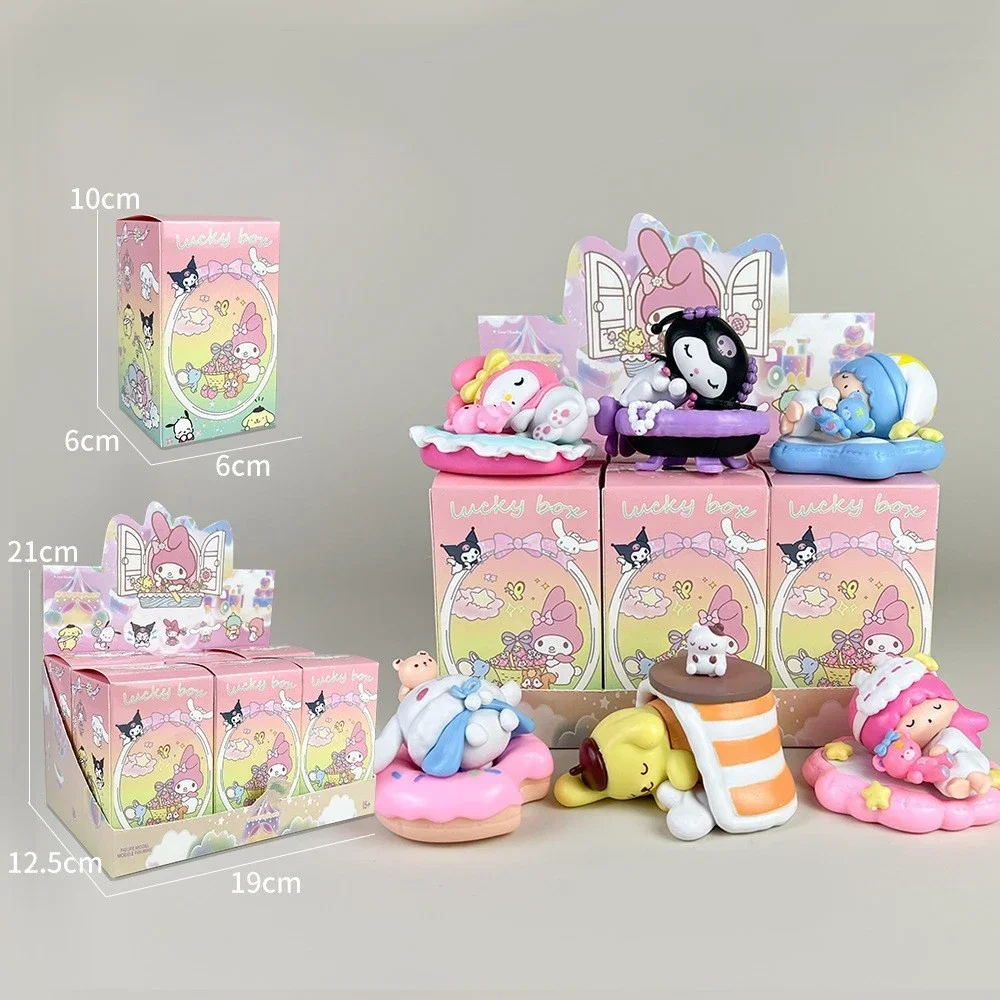 Sanrio Blind Box Sleep Safe Hello Kitty MyMelody Kuromi Pachacco pompurin juguete para niños, regalo de cumpleaños, decoración de Navidad