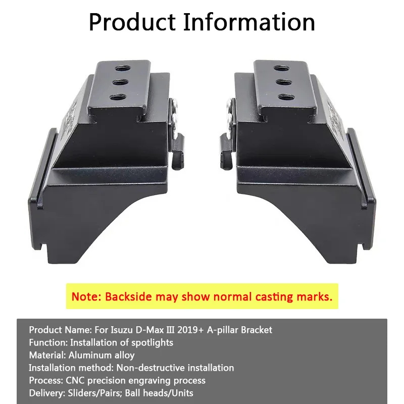 For Isuzu D Max III 2019 2020 2024 2025 2026 Car Quick Release A Pillar Extension Mount Front Hood Integrated LED Spot Lights