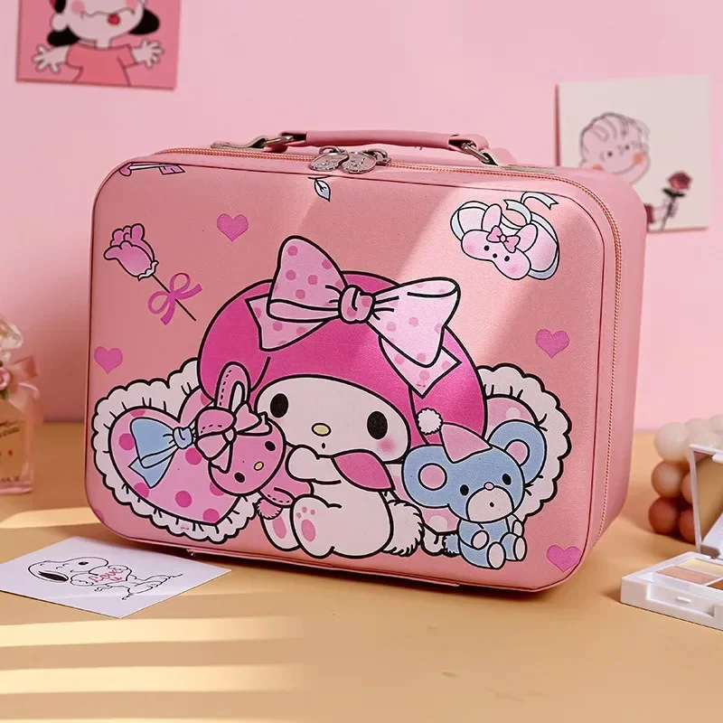 Miniso Sanrio Cosmetic Bag Hello Kitty My Melody Kuromi Cinnamoroll Women Toiletries Organizer Waterproof Makeup Bag With Mirror