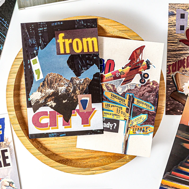 30pcs City Escape Plan Series Ins Student Message Commemorative Card Postcard Creative Collage Scrapbook Aesthetic Craft Paper