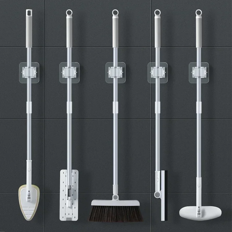 

Mop Storage Storage Rack Bathroom Suction Hanging Pipe Traceless Mop Clip Broom Hanger Wall-Mounted Waterproof Mop Rack