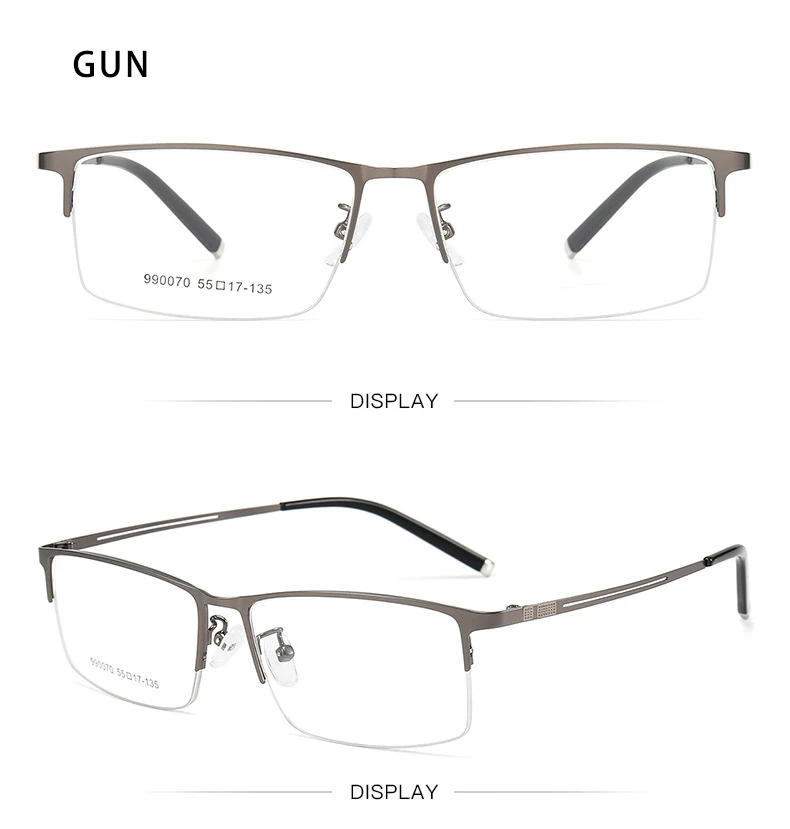 Neue Mode Luxus Business Brille ultraleichte Legierung Brillen Half-Frame große Größe Herren optische Brille 990070 – Detail 10